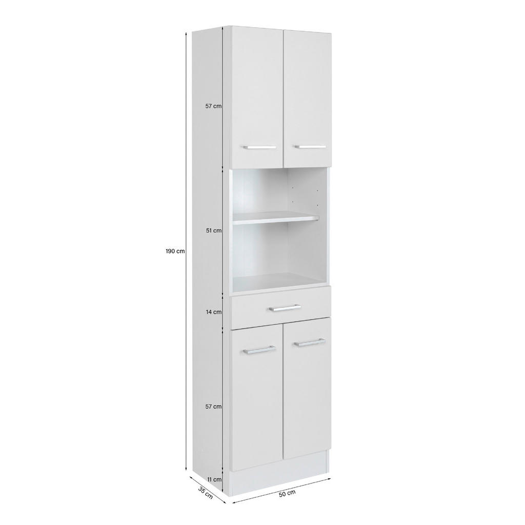 Thumbnail - Held Hochschrank, Weiß, Grün, Holzwerkstoff, 3 Fächer, 1 Schubladen, einzeln stellbar, 50x190x35 cm, stehend, Badezimmer...