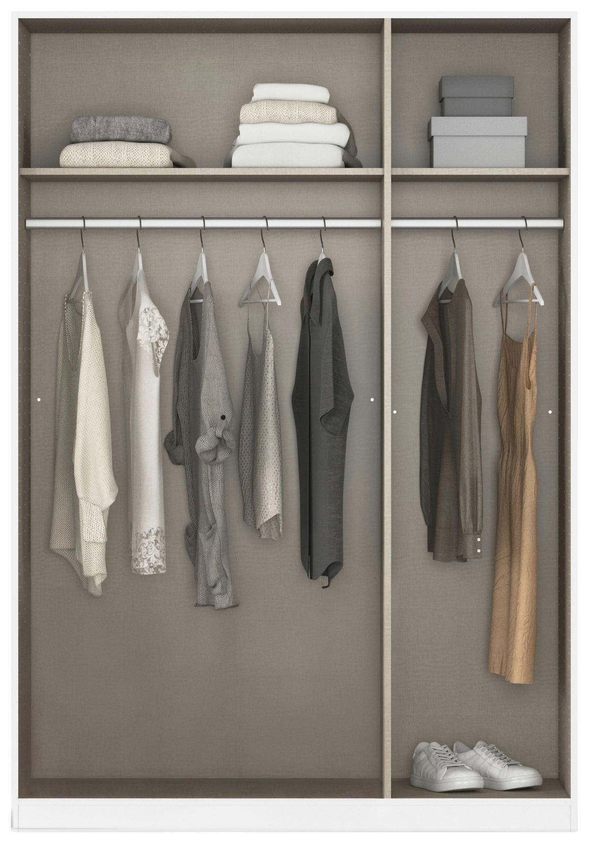 DREHTÜRENSCHRANK 135/210/54 cm,  in Weiß, 3 Tür(en)  - Schwarz/Weiß, KONVENTIONELL, Holzwerkstoff/Kunststoff (135/210/54cm) - home24