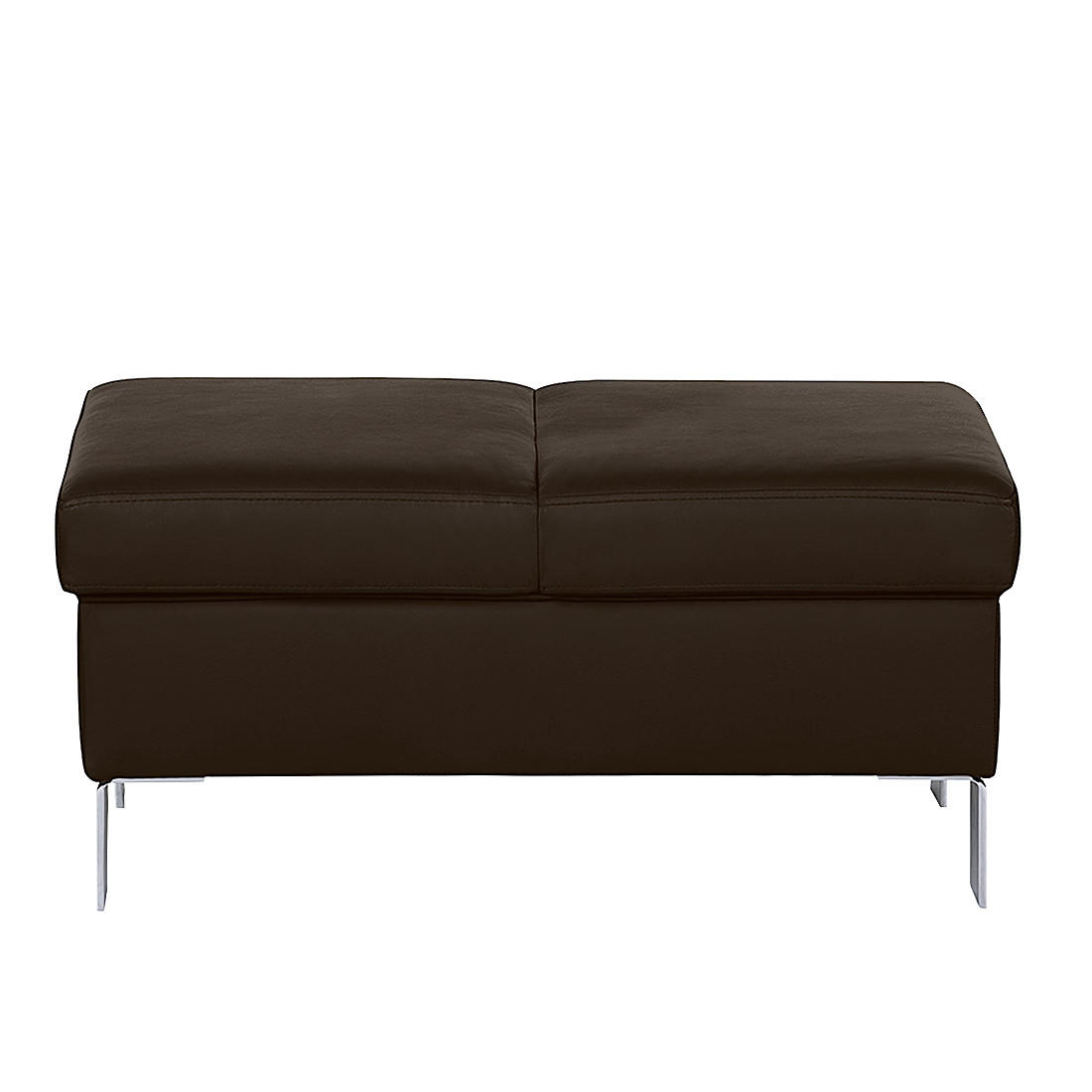 HOCKER MONACO Echtleder Dunkelbraun  - Chromfarben/Dunkelbraun, Design, Leder/Metall (91/44/57cm) - Livetastic