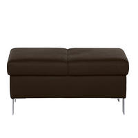 HOCKER in Leder Dunkelbraun  - Chromfarben/Dunkelbraun, Design, Leder/Metall (91/44/57cm) - Livetastic