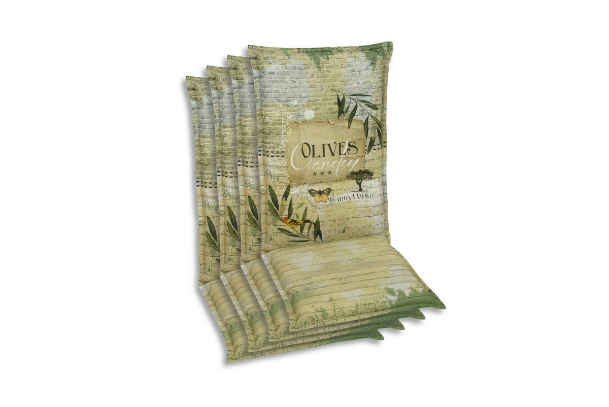 SESSELAUFLAGENSET in Grün, Dunkelgrün, Hellgrün Floral  - Dunkelgrün/Hellgrün, Basics, Textil (50/7/108cm)