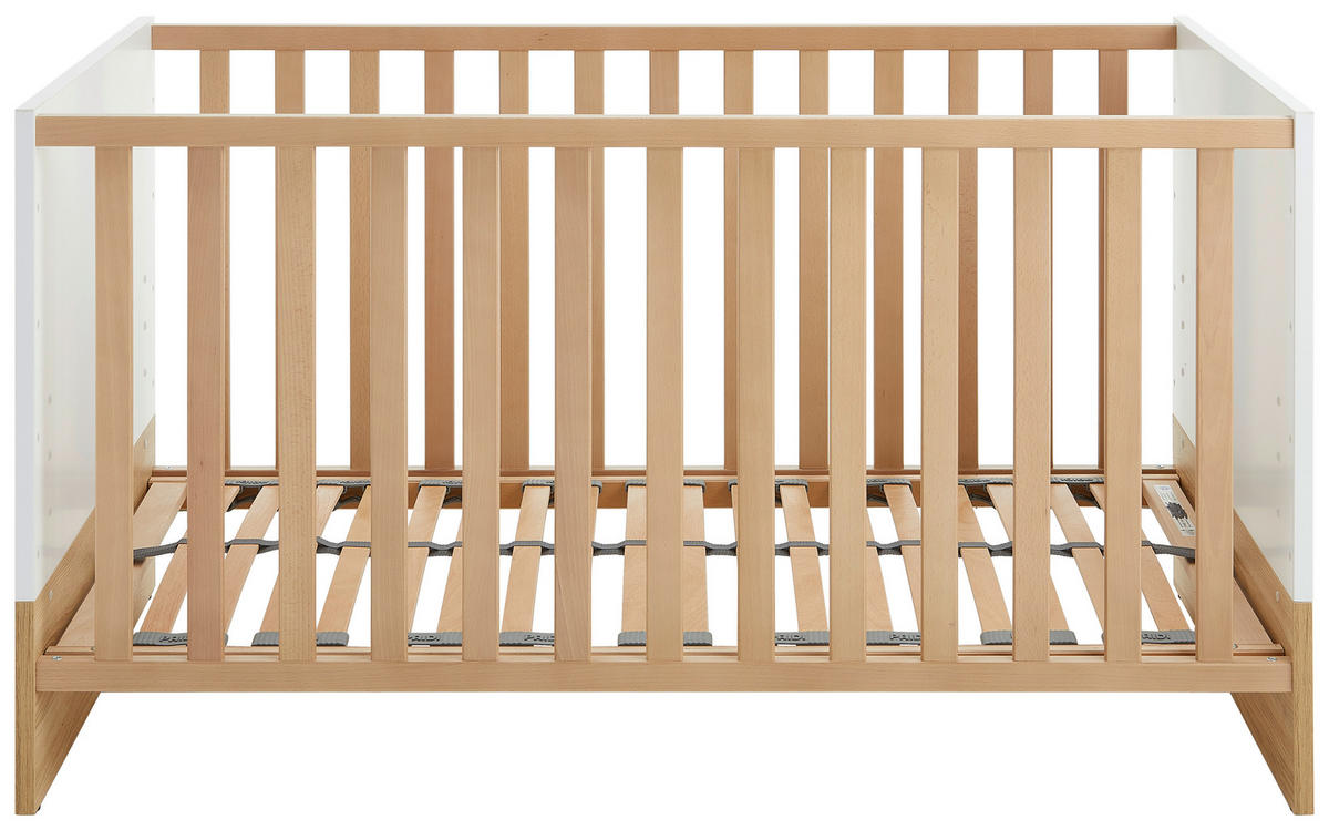 RÁCSOS KISÁGY Lennox Fresh  - tölgyfa/fehér, Basics, faalapú anyag (70/140cm) - Paidi
