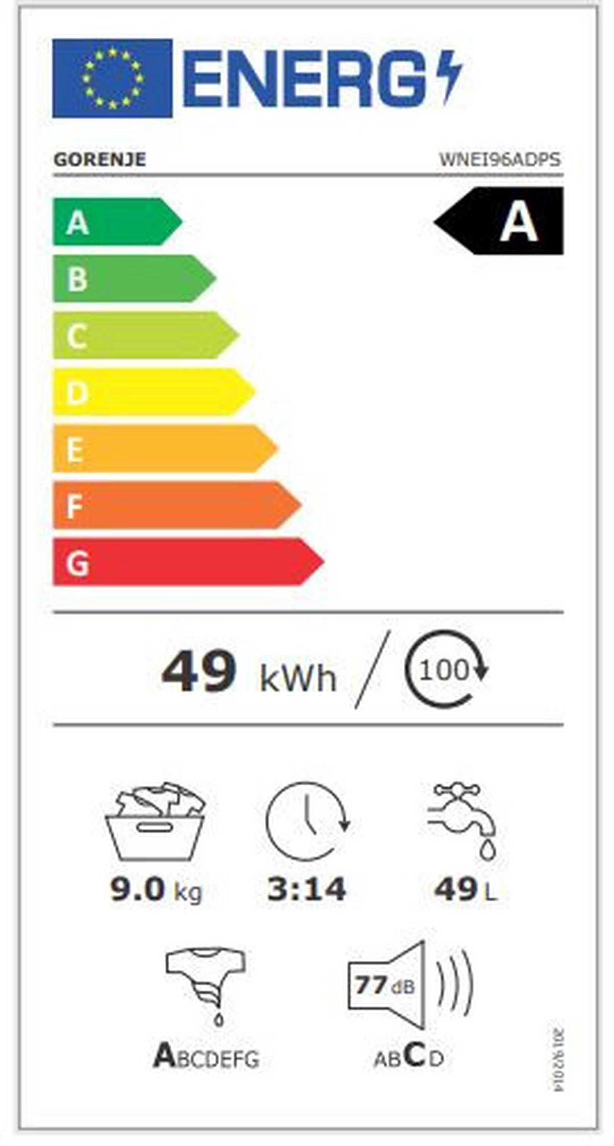 WASCHMASCHINE WNEI96ADPS   - Weiß, Basics, Metall (60/85/61cm) - Gorenje