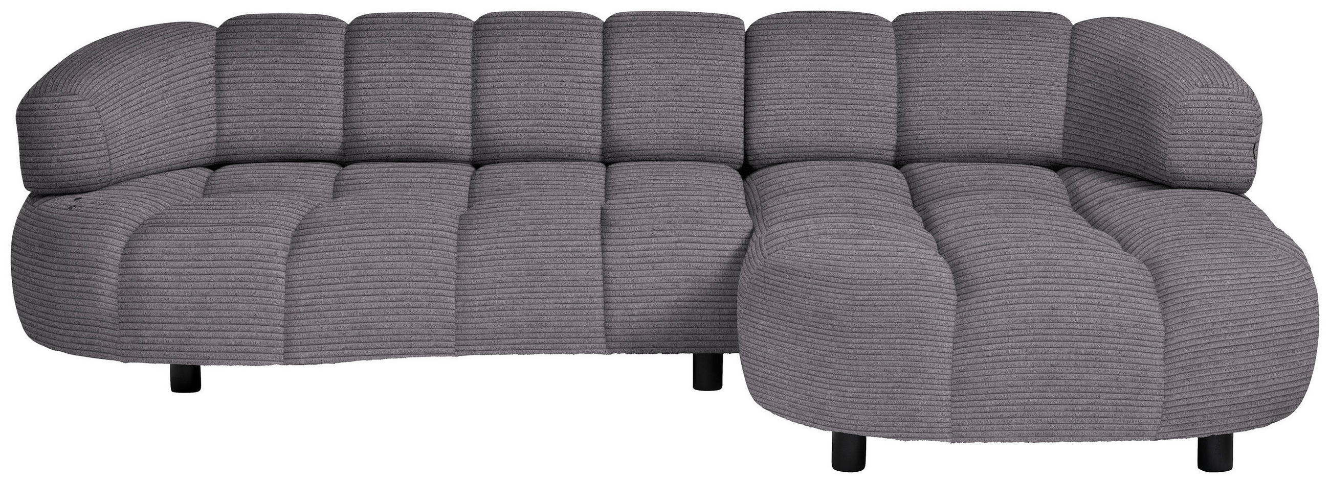 ECKSOFA in Cord, Velours Graubraun  284/183 cm  - Graubraun/Schwarz, Design, Holz/Textil (284/183cm) - Welnova