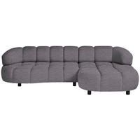 ECKSOFA in Cord, Velours Graubraun  284/183 cm  - Graubraun/Schwarz, Design, Holz/Textil (284/183cm) - Welnova