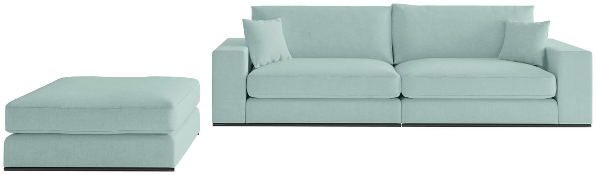 SITZGARNITUR ALBRETA Webstoff Türkis  - Türkis/Schwarz, Design, Holz/Textil (278/85/103cm) - Livetastic