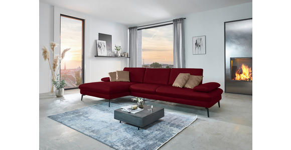 ECKSOFA in Echtleder Dunkelrot 157/325 cm - Schwarz/Dunkelrot, Design, Leder/Metall (157/325cm) - Dieter Knoll