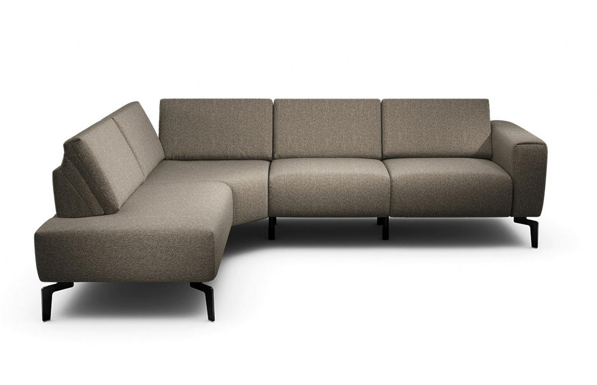 ECKSOFA Cosy in Chenille Braun  193/256 cm  - Schwarz/Braun, Design, Textil/Metall (193/256cm) - SENSOO