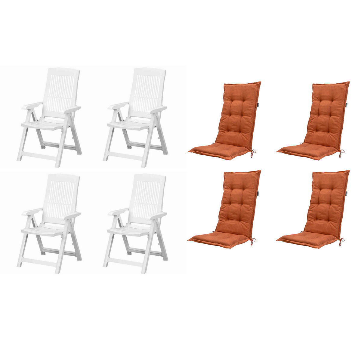 GARTENSTUHL-SET Kunststoff, Textil Weiß, Terracotta  - Terracotta/Weiß, MODERN, Kunststoff/Textil (44/111/50cm) - Gardenson