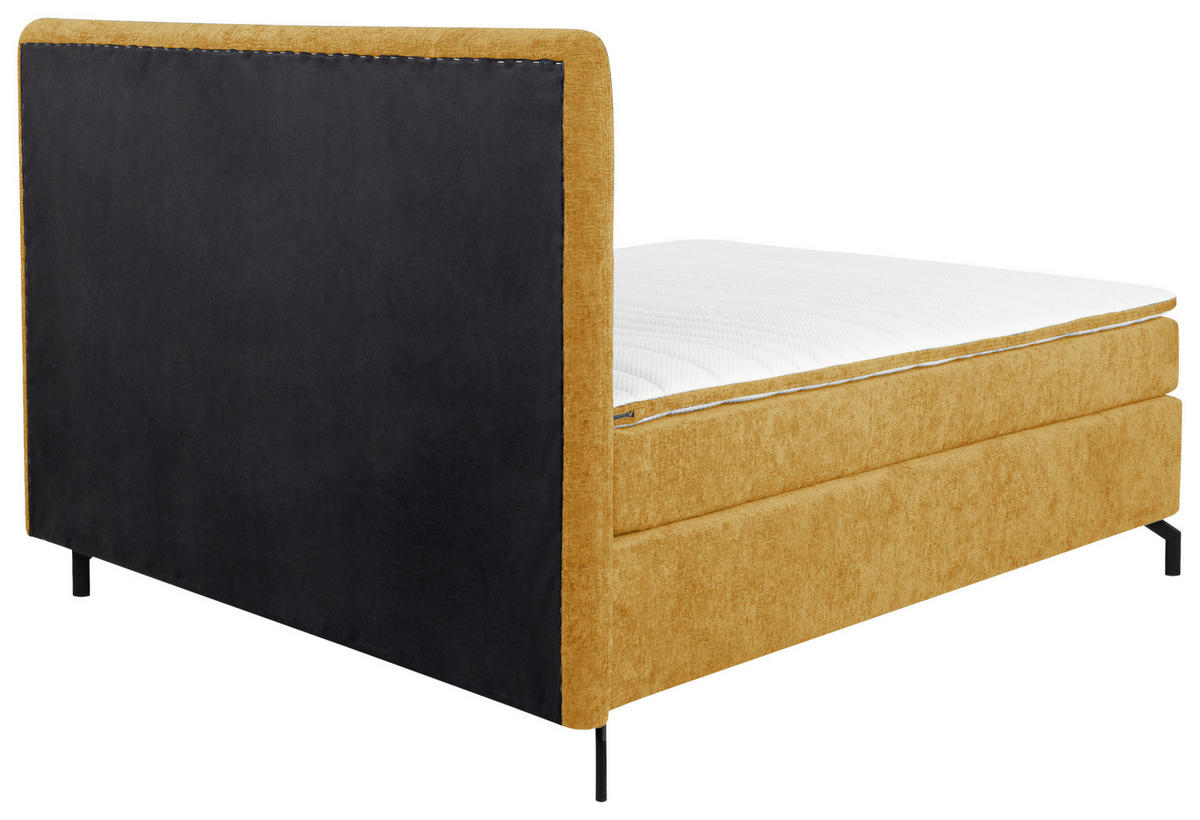 BOXSPRINGBETT 160/200 cm  in Currygelb  - Currygelb/Schwarz, Design, Textil/Metall (160/200cm) - Esposa