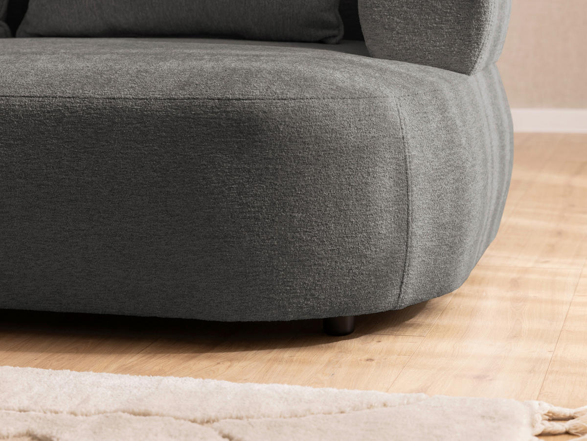 3-SITZER-SOFA Chenille Anthrazit  - Anthrazit/Schwarz, Design, Kunststoff/Textil (200/76/96cm) - Livetastic