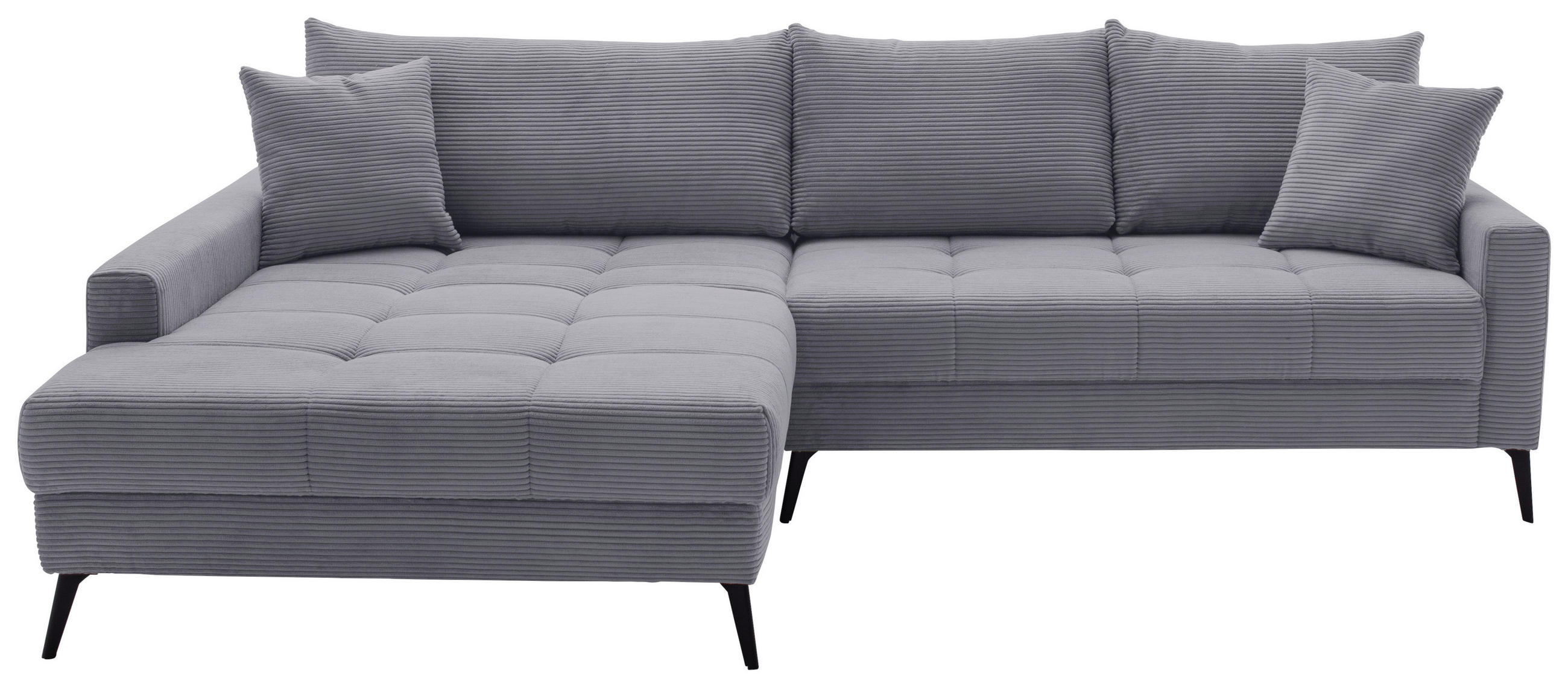 ECKSOFA Grau Cord  - Schwarz/Grau, KONVENTIONELL, Textil/Metall (173/280cm) - Hom`in