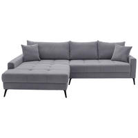 ECKSOFA Grau Cord  - Schwarz/Grau, KONVENTIONELL, Textil/Metall (173/280cm) - Hom`in