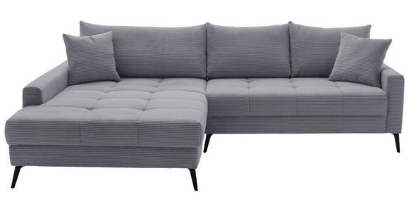 ECKSOFA  in Cord Grau  173/280 cm  - Schwarz/Grau, KONVENTIONELL, Textil/Metall (173/280cm) - Hom`in