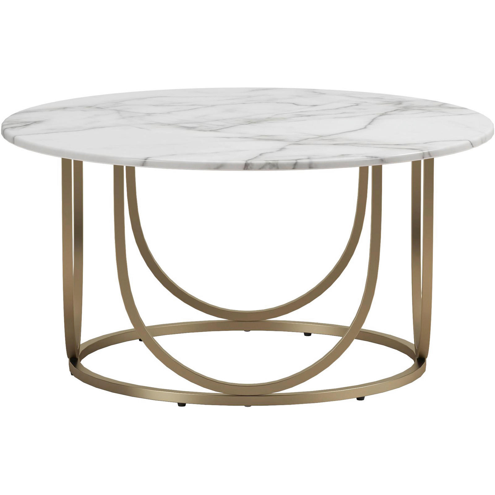 COUCHTISCH Gwyneth 79/79/40 cm rund Weiß, Goldfarben  - Goldfarben/Weiß, Design, Holzwerkstoff/Metall (79/79/40cm) - MID.YOU