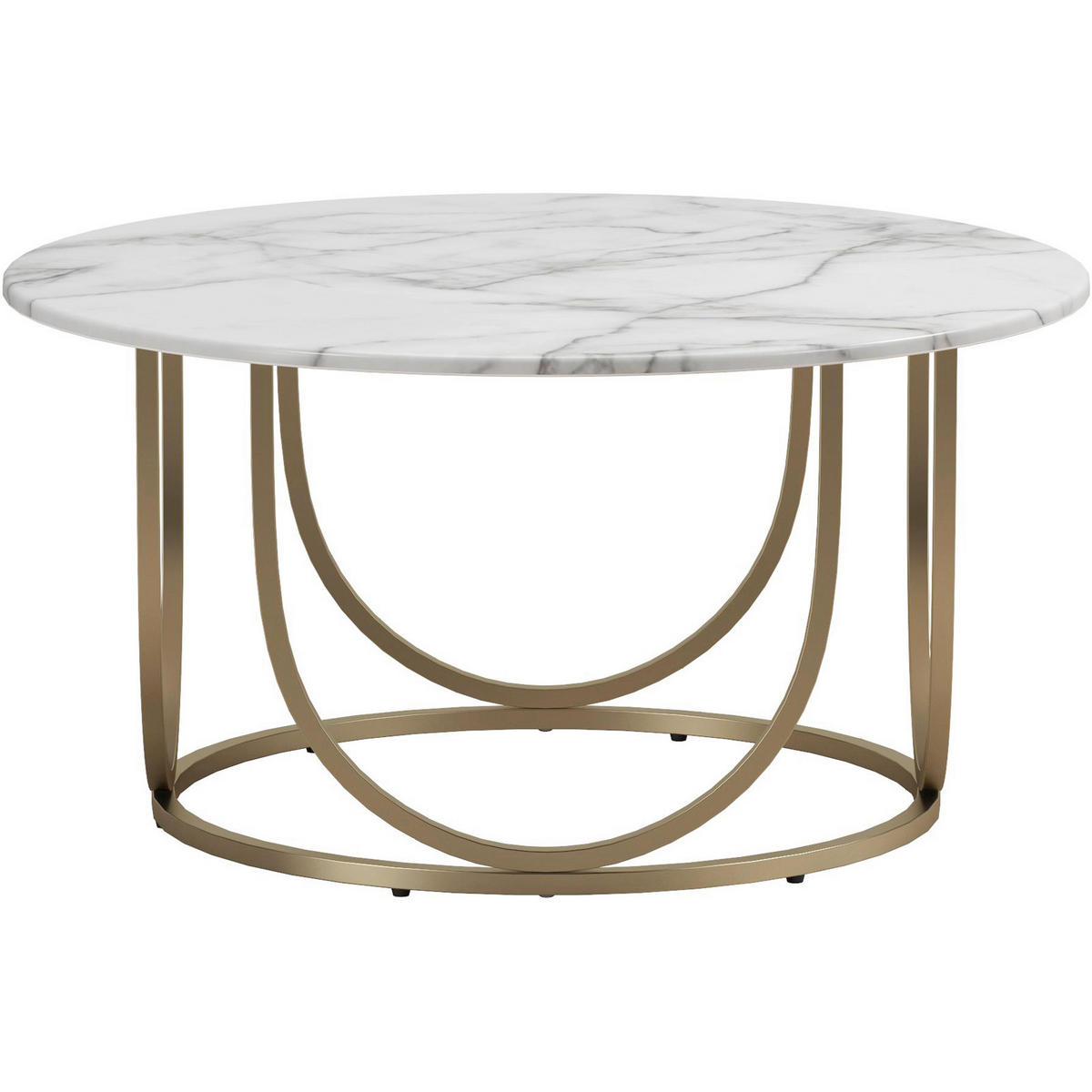 COUCHTISCH Gwyneth 79/79/40 cm rund Weiß, Goldfarben  - Goldfarben/Weiß, Design, Holzwerkstoff/Metall (79/79/40cm) - MID.YOU