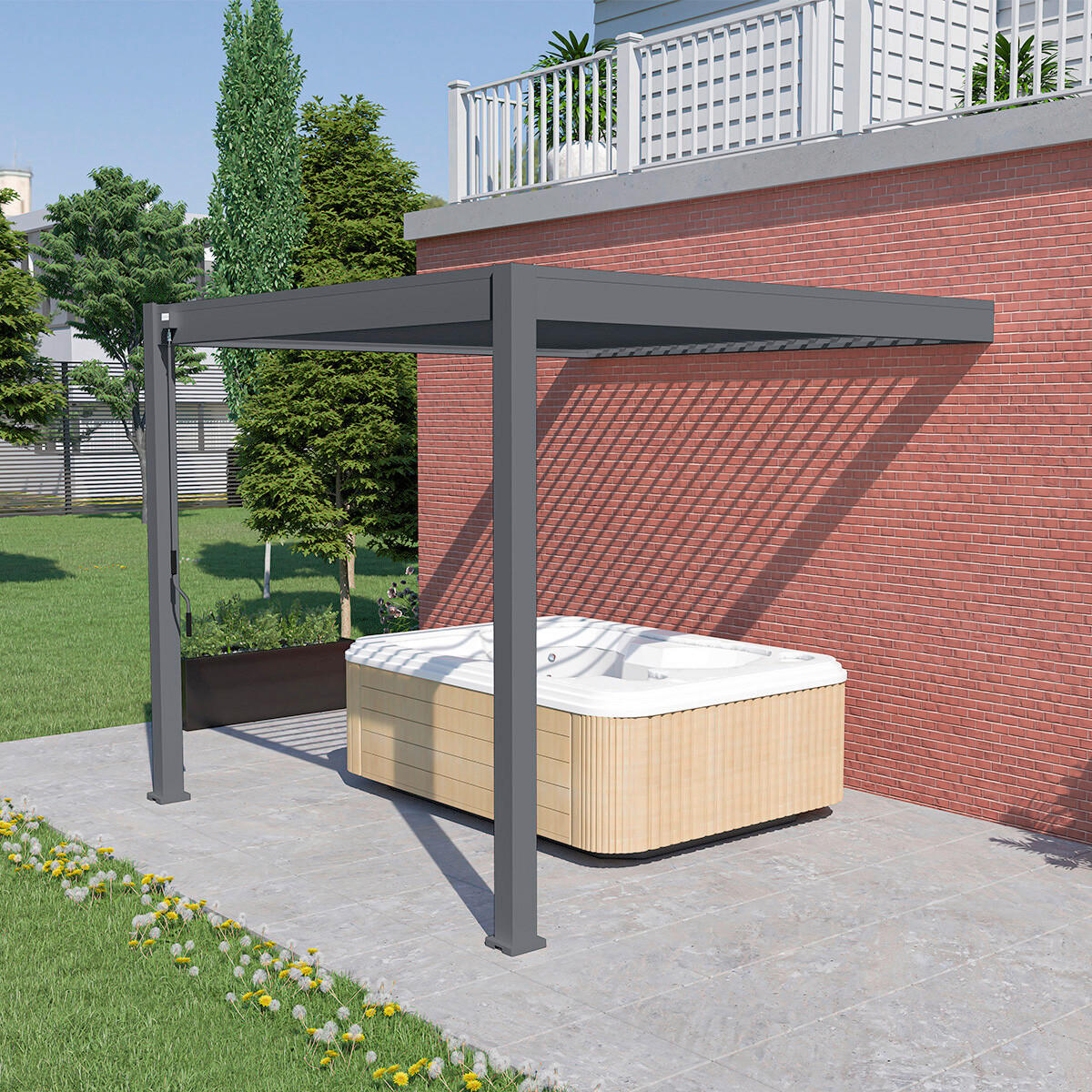 PERGOLA 400/255/300 cm Aluminium  - Anthrazit, Basics, Metall (400/255/300cm) - Gardenson