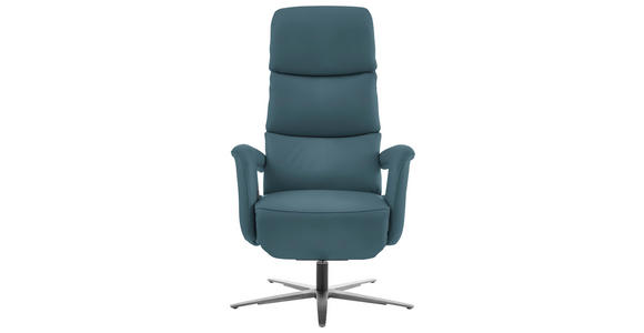 RELAXSESSEL in Leder Blau  - Blau/Edelstahlfarben, Design, Leder/Metall (76/119/86cm) - Dieter Knoll