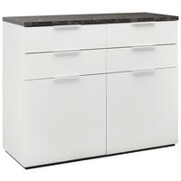 BYRÅ 119/102/50 cm  - vit/antracit, Modern, metall/trämaterial (119/102/50cm) - Hom`in