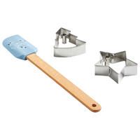 SET DE SPATULE PENTRU ALUAT - albastru/culoare inox, Basics, plastic/lemn - X-Mas