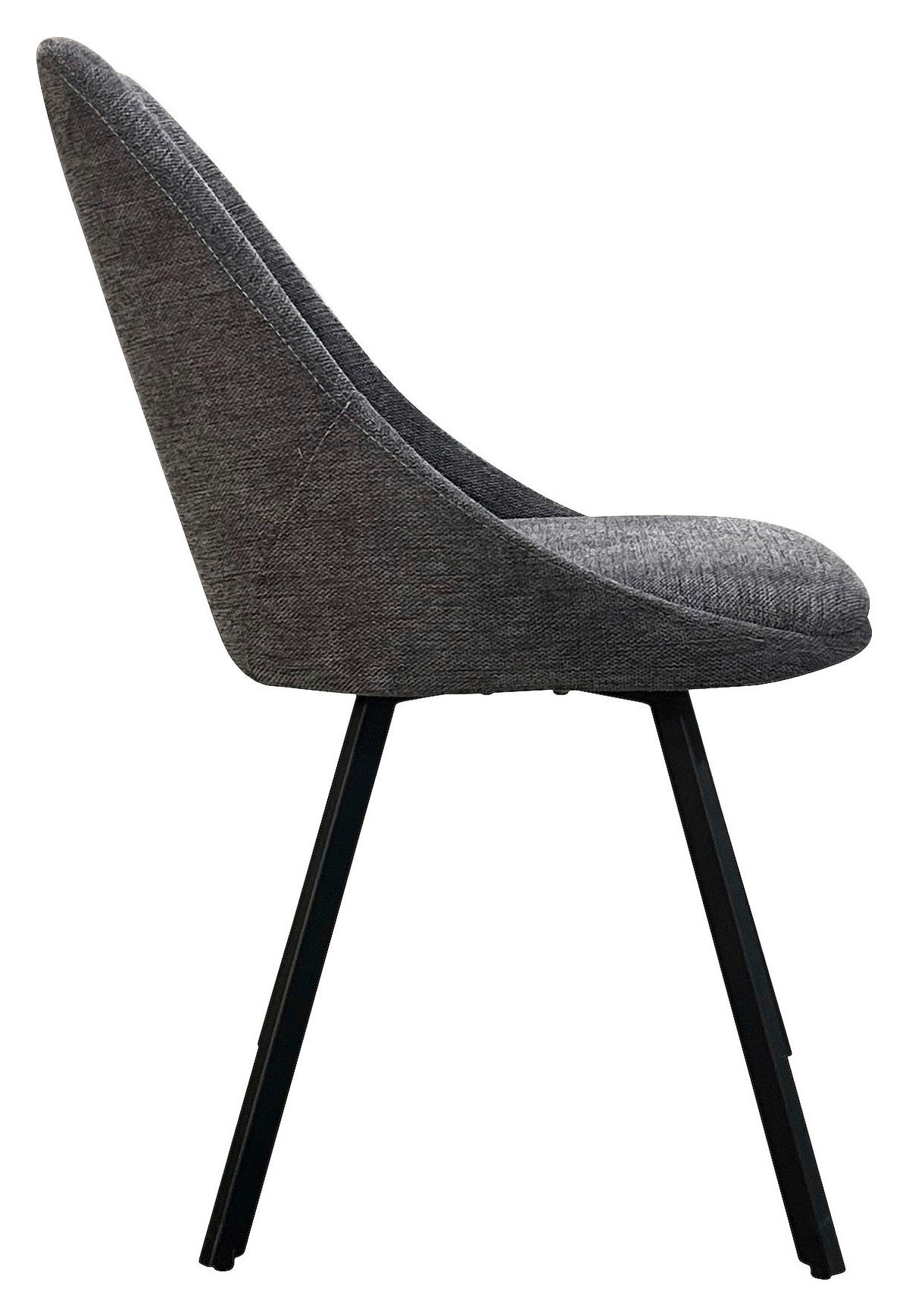 STUHL-SET 2 Stück  in Stahl Webstoff Metall, Textil  - Anthrazit/Schwarz, Design, Textil/Metall (55/83/59cm) - MID.YOU