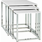 BEISTELLTISCHSET in Metall, Holzwerkstoff 39/39/42 cm  - Chromfarben/Weiß Hochglanz, Design, Holzwerkstoff/Metall (39/39/42cm) - Carryhome