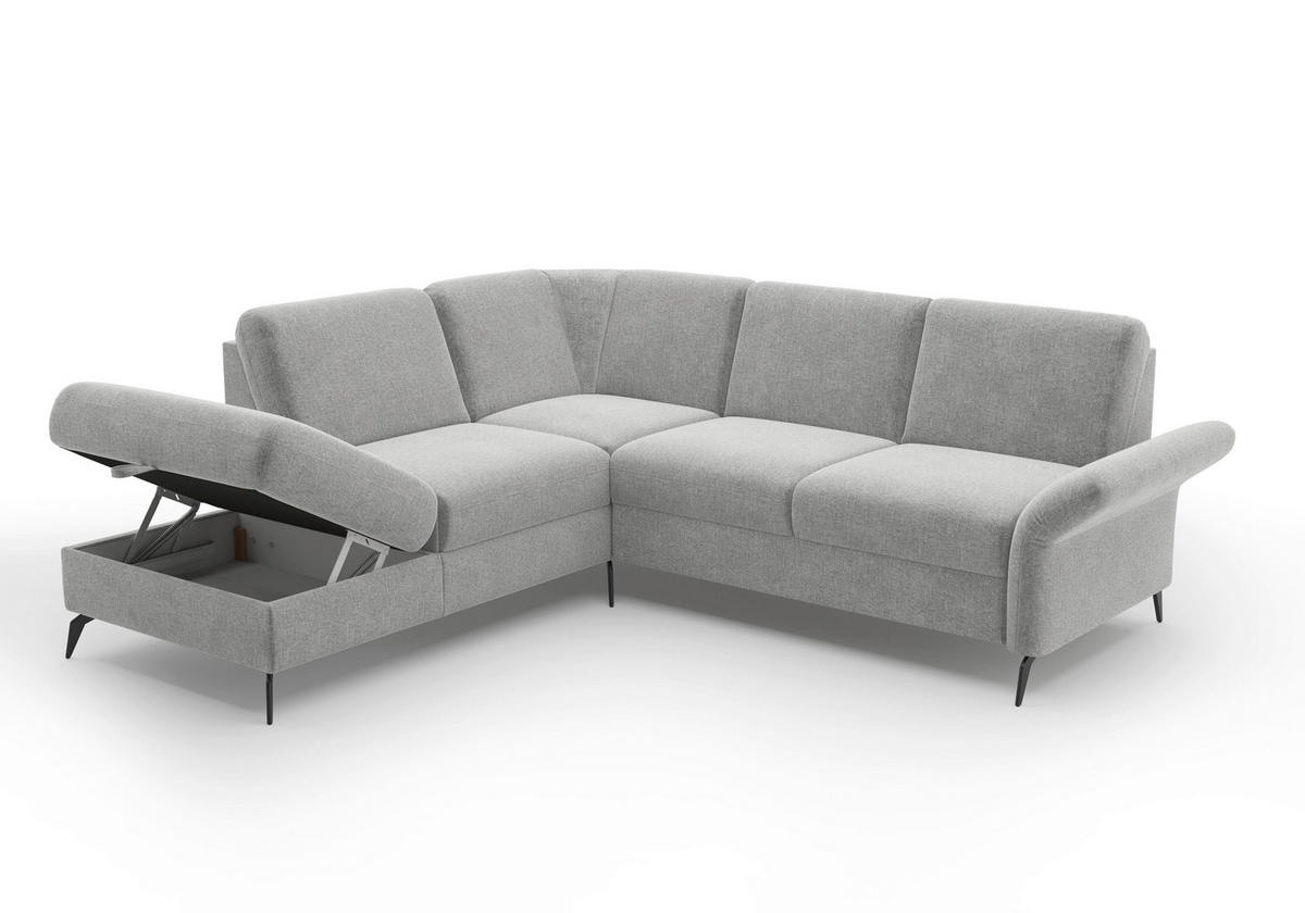 ECKSOFA ROCHELLE E Hellgrau Flachgewebe  - Hellgrau/Schwarz, KONVENTIONELL, Textil/Metall (216/240cm) - Sit & More