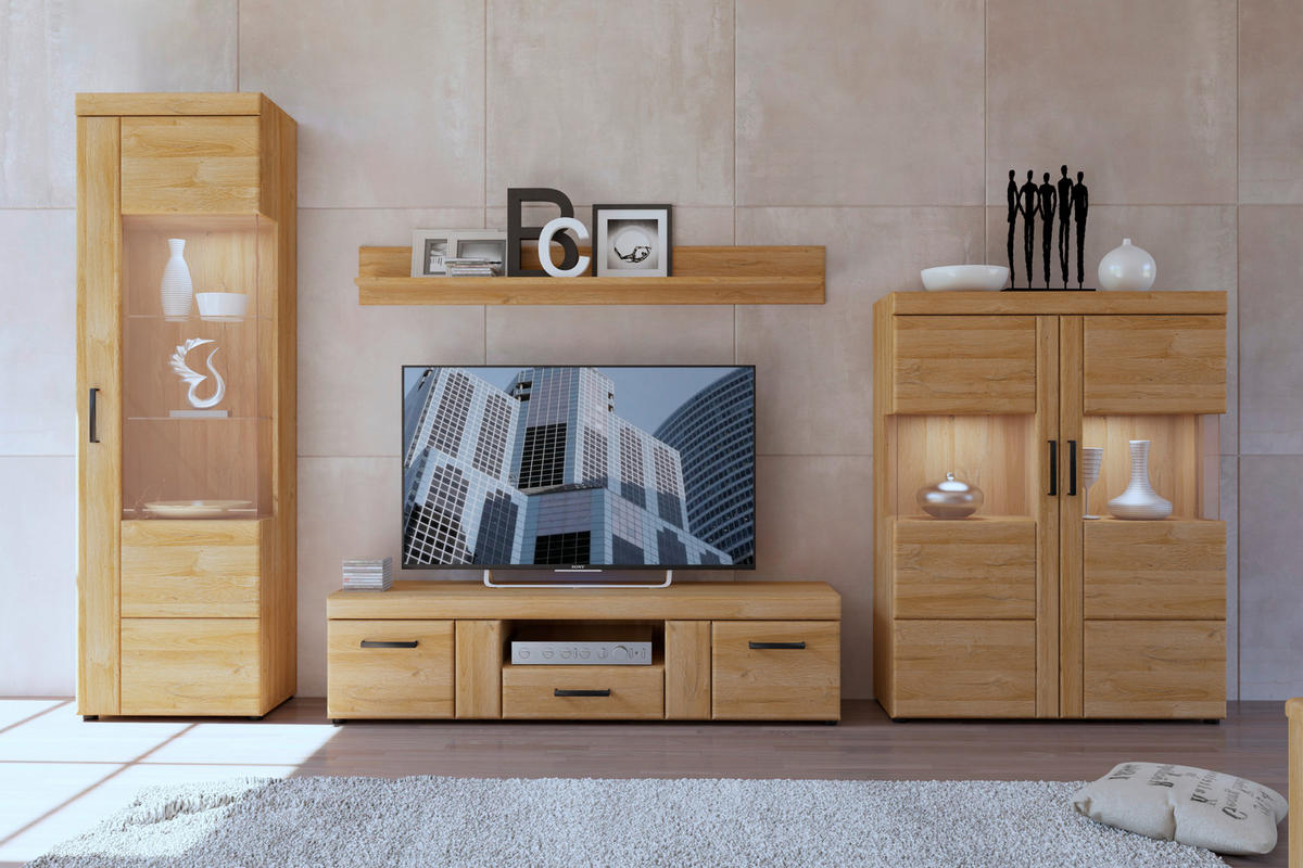TV-ELEMENT barve hrasta  - barve kroma/črna, Design, umetna masa/leseni material (157/40/41cm) - Landscape