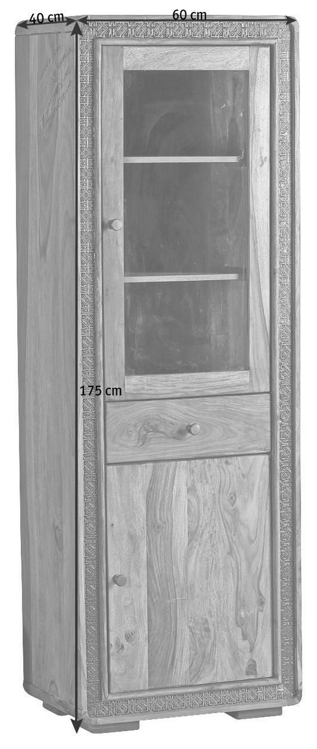 VITRÍNA, barvy sheesham, 60/175/40 cm - měděné barvy/barvy sheesham, Lifestyle, kov/dřevo (60/175/40cm) - Landscape