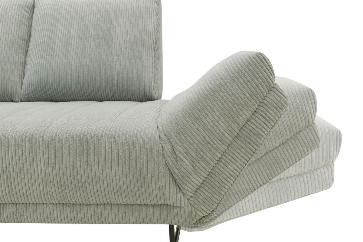 SCHLAFSOFA in Cord, Mikrofaser Dunkelgrün  - Dunkelgrün/Schwarz, Design, Textil/Metall (210/95/97cm) - MID.YOU
