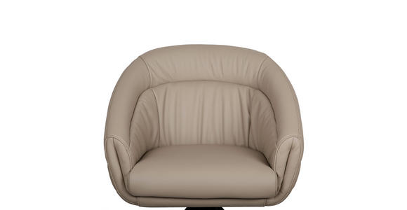 ARMLEHNSTUHL  in Eisen Echtleder pigmentiert  - Taupe/Schwarz, Design, Leder/Metall (62/82/64cm) - Belluti