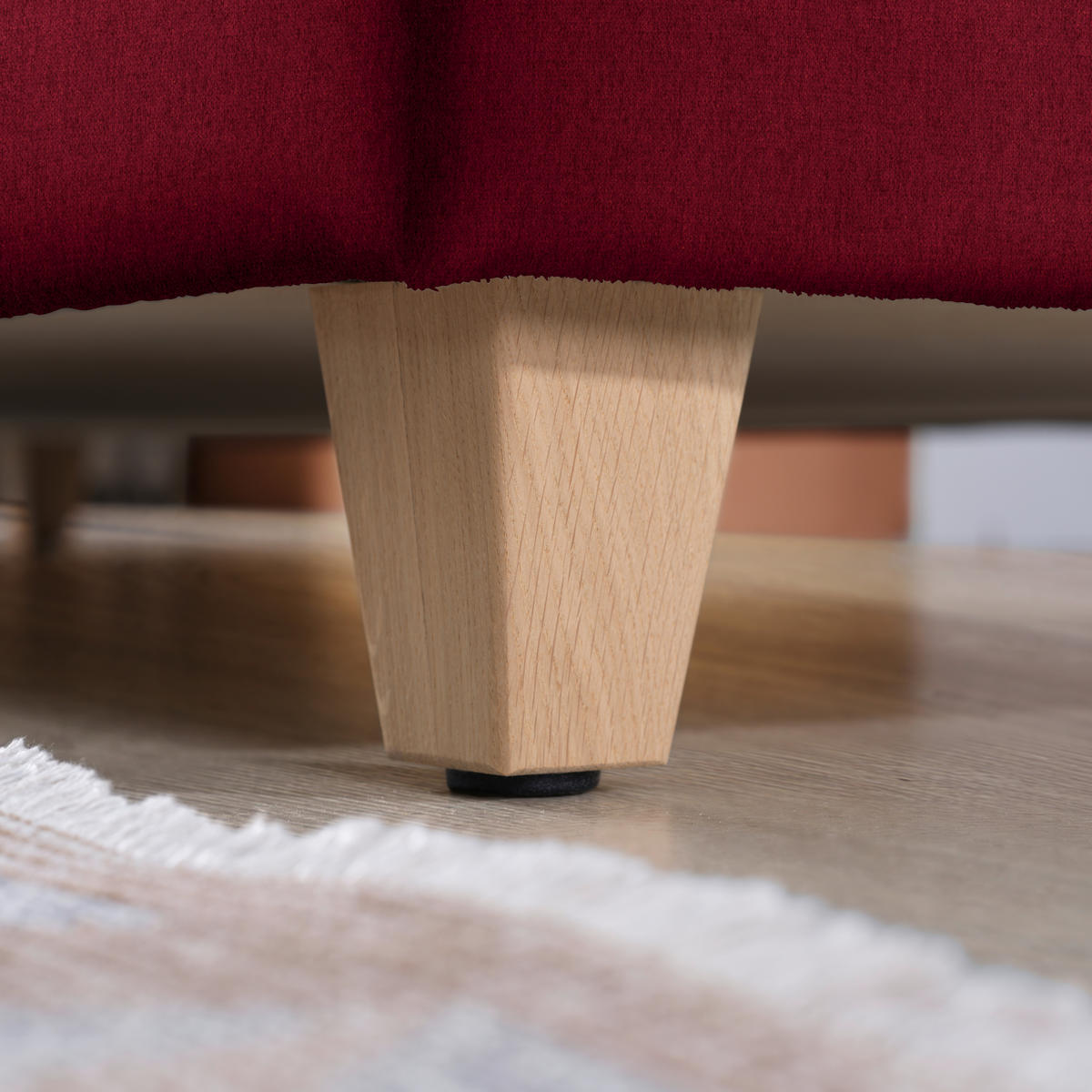 ECKSOFA in Flachgewebe Rot  261/203 cm  - Eichefarben/Rot, KONVENTIONELL, Holz/Textil (261/203cm) - Sedda