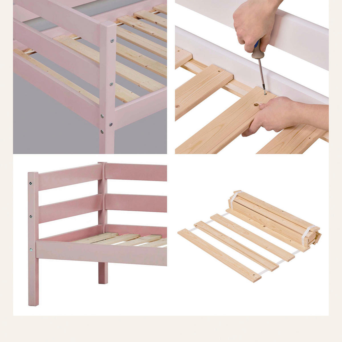 KINDER-/JUNIORBETT - Rosa, MODERN, Holz (70/160cm) - MID.YOU