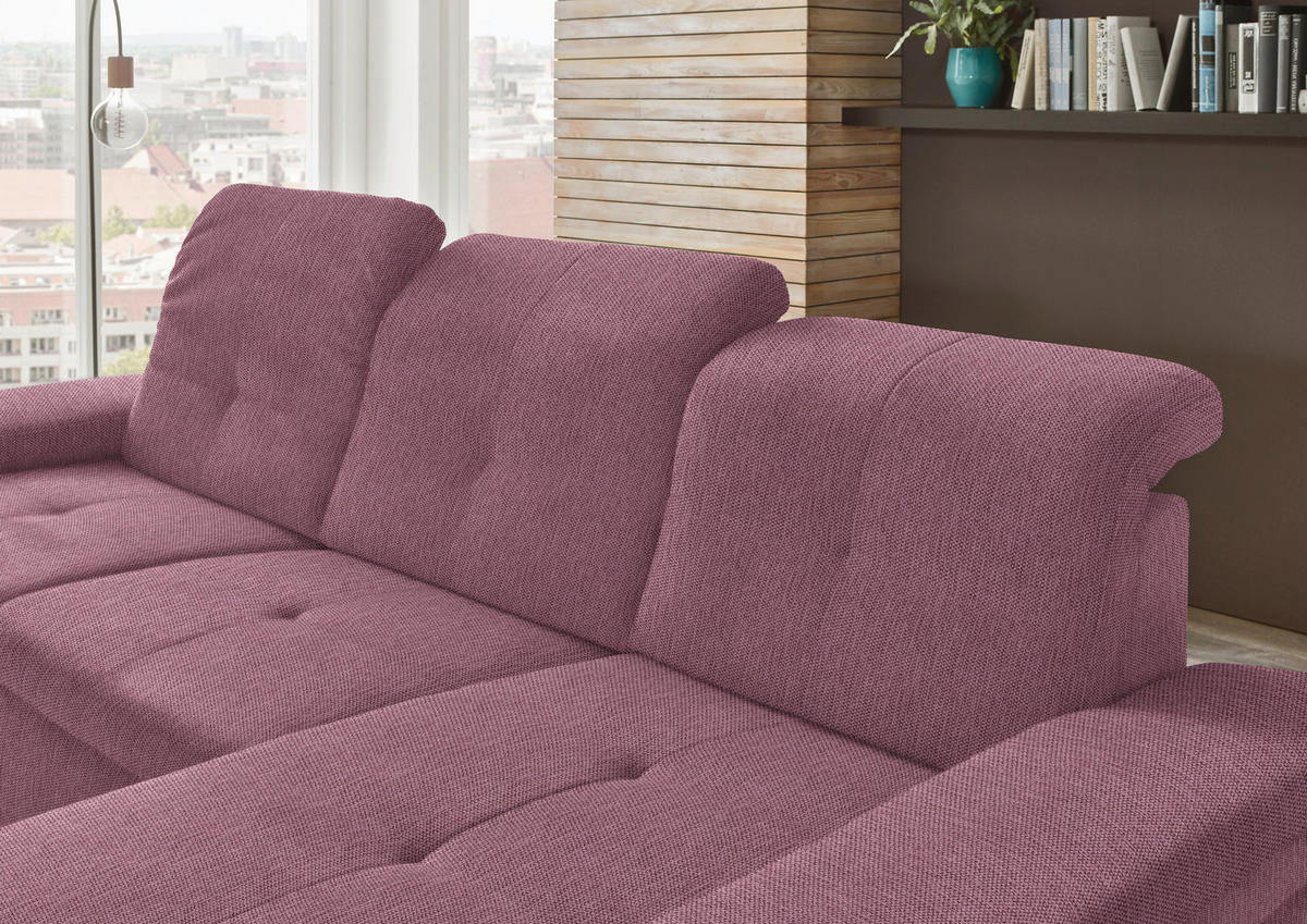 ECKSOFA in Flachgewebe Bordeaux  297/174 cm  - Bordeaux/Schwarz, Design, Textil/Metall (297/174cm) - Beldomo Style