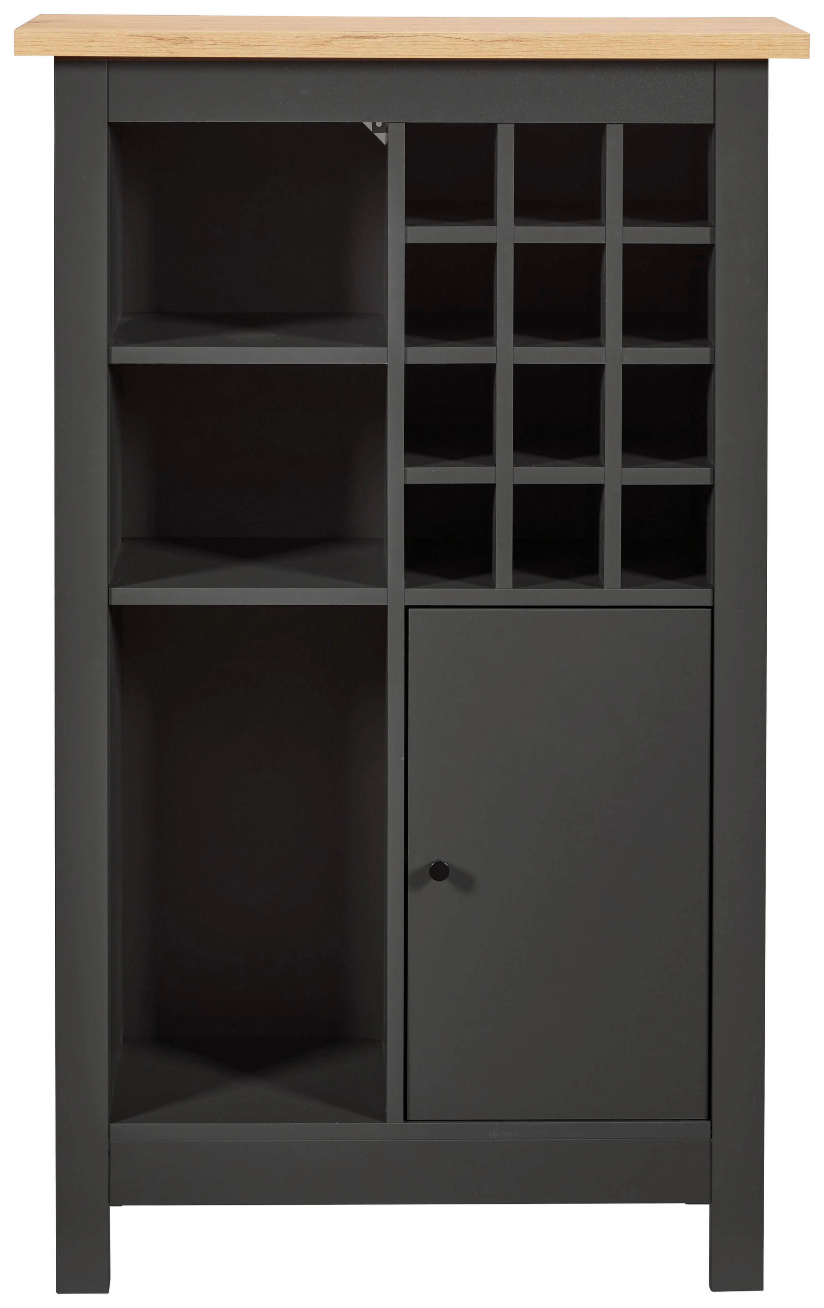 WEINSCHRANK  - Anthrazit/Schwarz, MODERN, Holzwerkstoff/Kunststoff (76,8/124,4/33cm) - home24