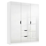KLEIDERSCHRANK 3-türig Weiß, Weiß Hochglanz  - Weiß Hochglanz/Weiß, KONVENTIONELL, Holzwerkstoff (136/197/54cm) - Xora