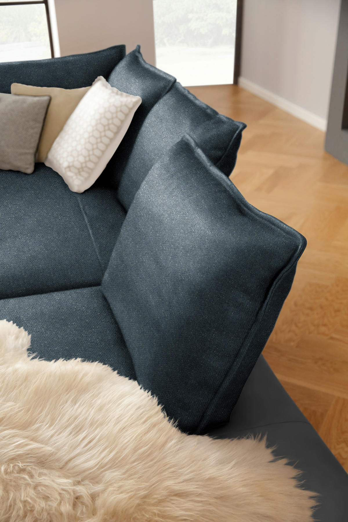 ECKSOFA in Webstoff Dunkelblau  340/272 cm  - Schwarz/Dunkelblau, MODERN, Textil/Metall (340/272cm) - W.Schillig