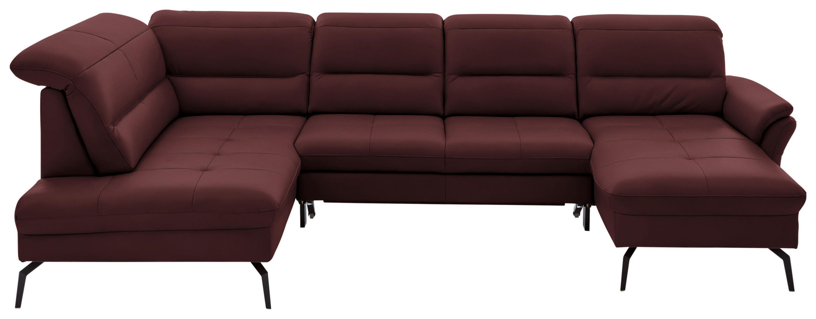 WOHNLANDSCHAFT in Echtleder Beere  - Beere/Schwarz, Design, Leder/Metall (206/336/181cm) - Beldomo Speed