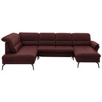 WOHNLANDSCHAFT in Echtleder Beere  - Beere/Schwarz, Design, Leder/Metall (206/336/181cm) - Beldomo Speed