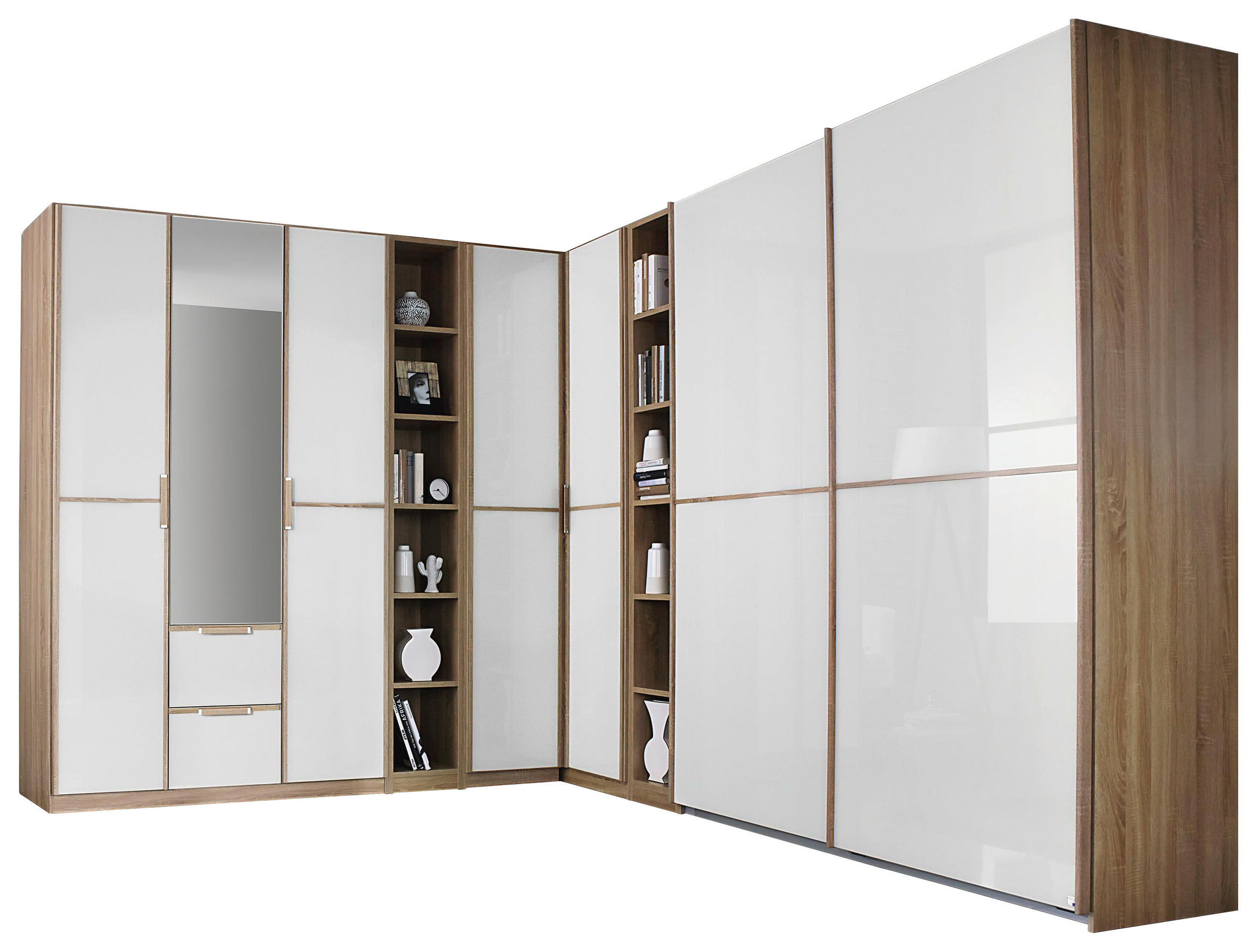 Eckschrank Mit Spiegel 271x363cm Essensa Weiß/eichef.