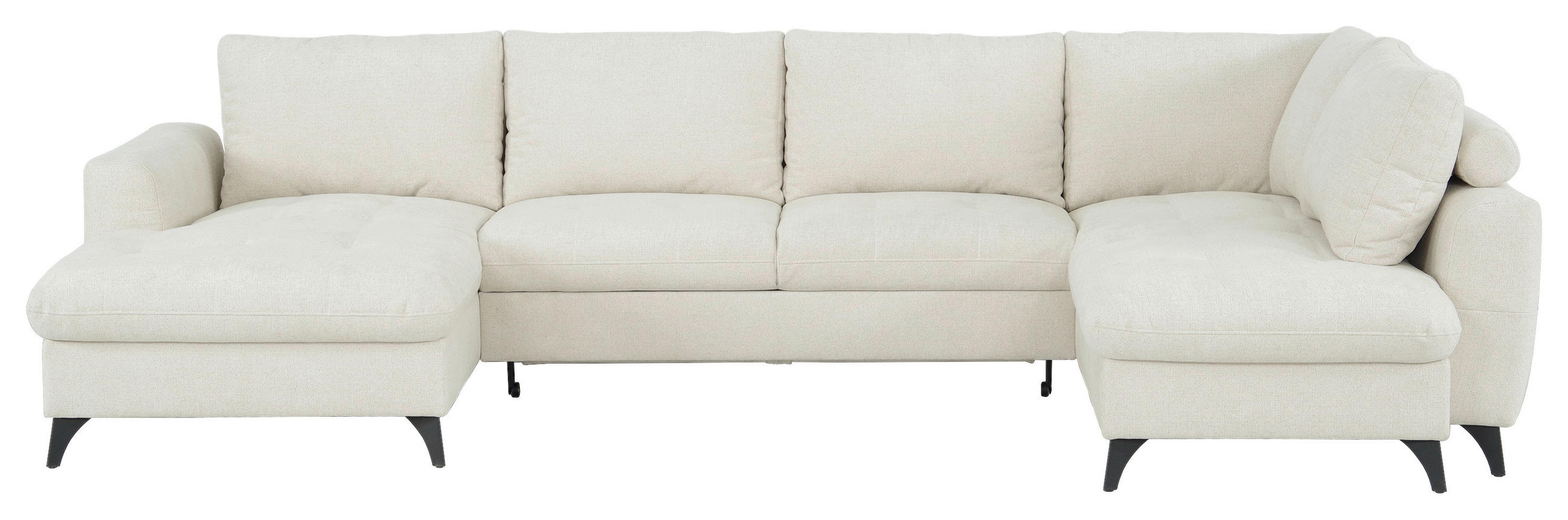WOHNLANDSCHAFT  in Chenille Beige  - Beige/Schwarz, KONVENTIONELL, Textil/Metall (160/340/188cm) - Xora