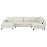 WOHNLANDSCHAFT Beige Chenille  - Beige/Schwarz, KONVENTIONELL, Textil/Metall (160/340/188cm) - Xora