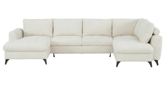 WOHNLANDSCHAFT Beige Chenille  - Beige/Schwarz, KONVENTIONELL, Textil/Metall (160/340/188cm) - Xora