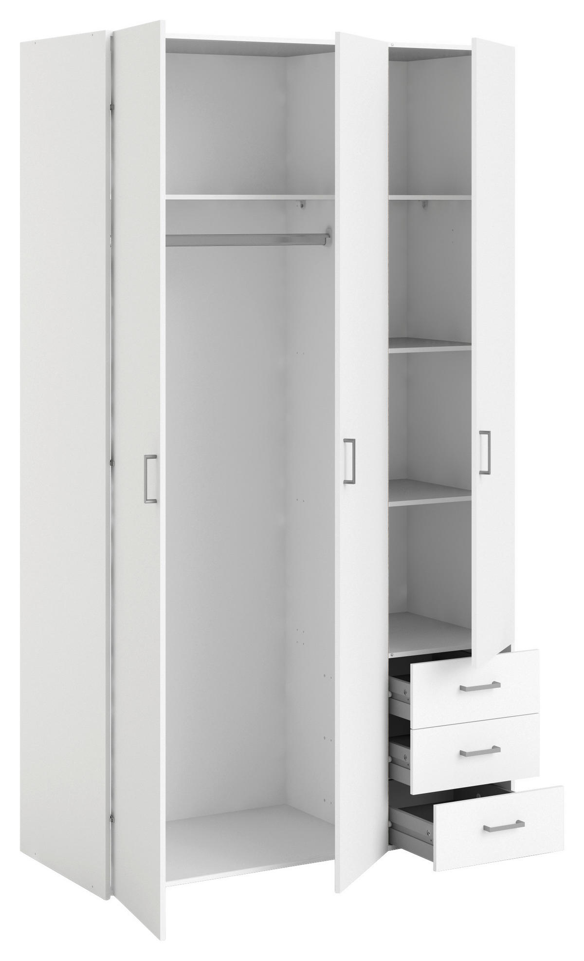 KLEIDERSCHRANK in Weiss  - Weiss/Silberfarben, Basics, Holzwerkstoff/Metall (115,8/200,4/49,5cm) - MID.YOU
