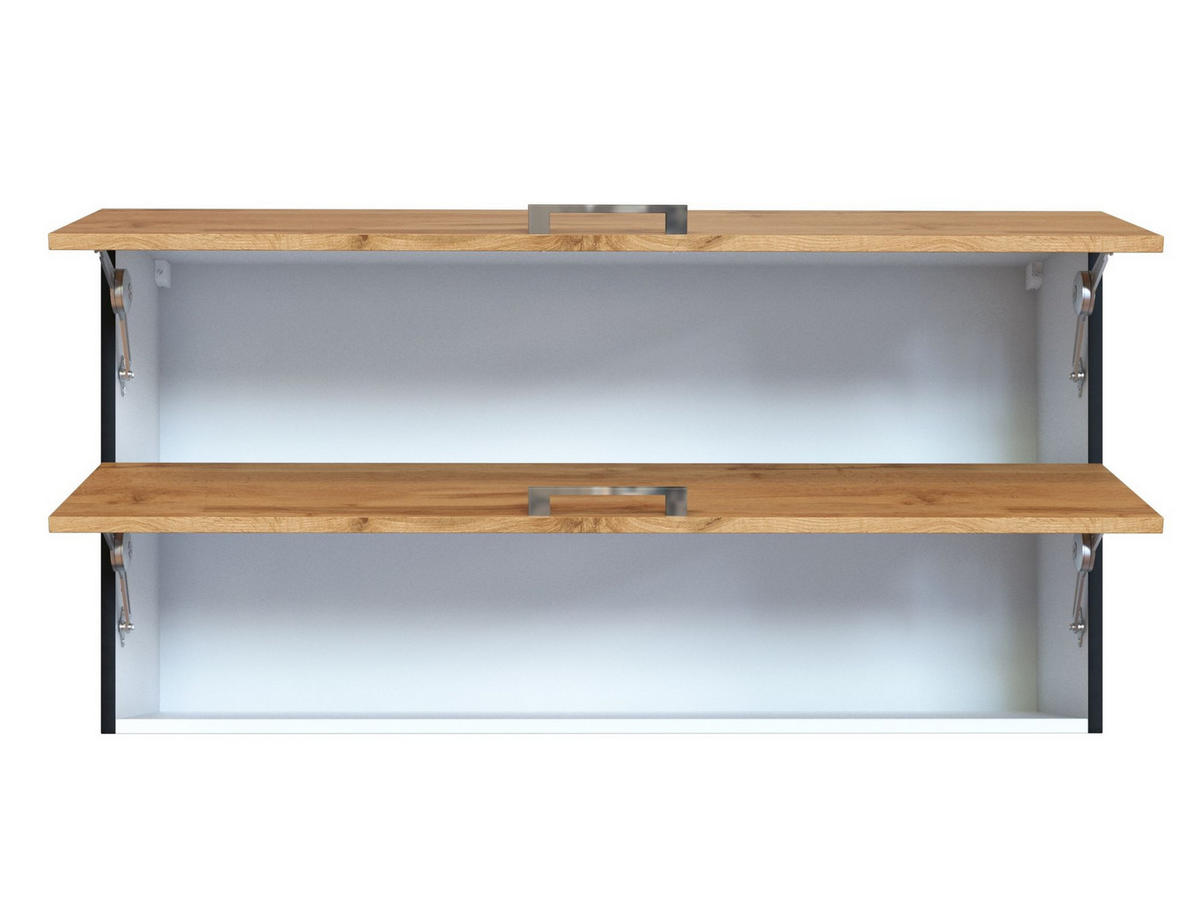 KÜCHENOBERSCHRANK 110/57/34 cm  in Anthrazit, Eiche Wotan  - Chromfarben/Anthrazit, Modern, Holzwerkstoff/Metall (110/57/34cm) - Held