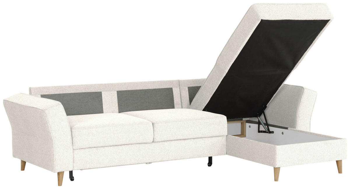 ECKSOFA in Flachgewebe Naturfarben  - Eichefarben/Naturfarben, KONVENTIONELL, Holz/Textil (265/159cm) - Carryhome