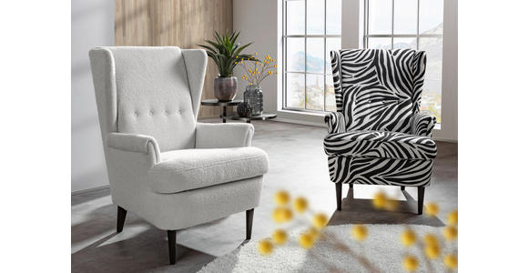 OHRENSESSEL Flachgewebe Schlammfarben  - Schlammfarben/Dunkelbraun, Design, Holz/Textil (72/104/85cm) - Carryhome