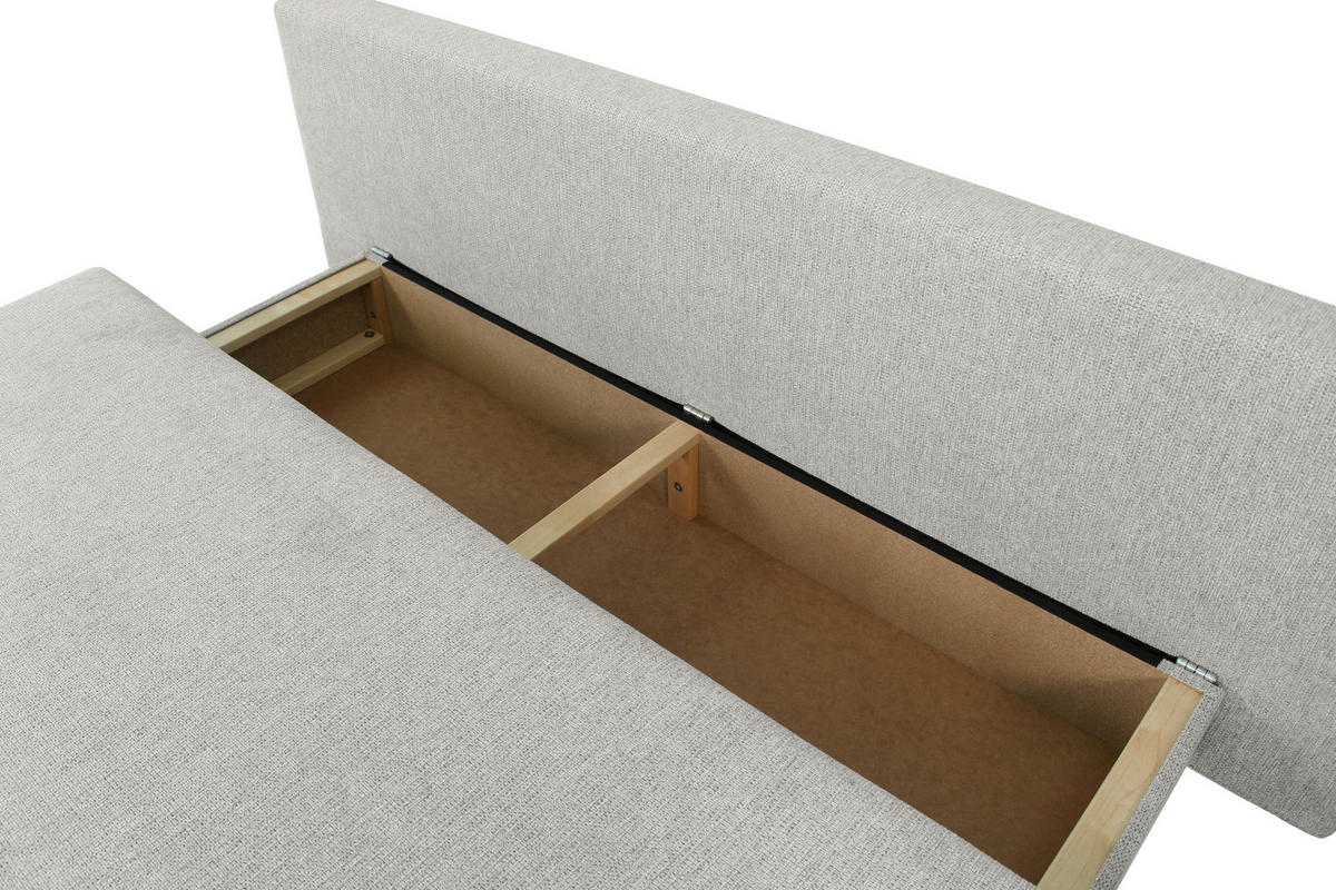 SCHLAFSOFA Textil Taupe  - Taupe/Schwarz, Design, Textil/Metall (197/84/92,5cm) - home24