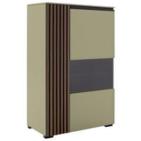 HIGHBOARD Nussbaumfarben, Schilfgrün  87/136/45 cm  - Schilfgrün/Anthrazit, Design, Glas/Holz (87/136/45cm) - Moderano