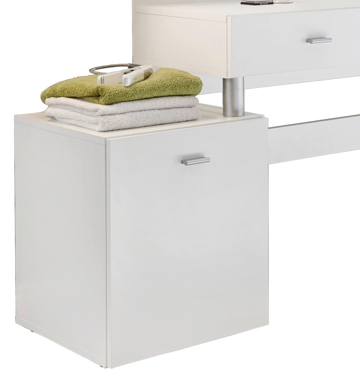 KOZMETIČNA MIZA steklo, leseni material  - srebrne barve/bela, Design, umetna masa/steklo (132/145/43cm) - MID.YOU